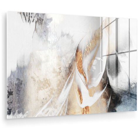 CUADRO DE METACRILATO Lujo - Abstracto - Oro - Blanco Pinturas 60x40 (1/5)