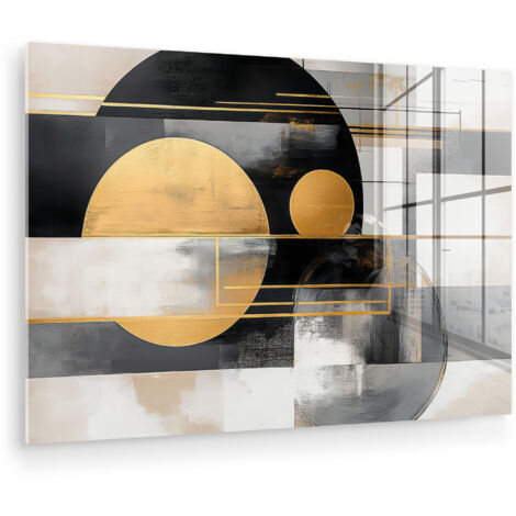 CUADRO DE METACRILATO Abstracto - Oro - Plata - Formas - Estética - Moderno Adornos Pared 90x60