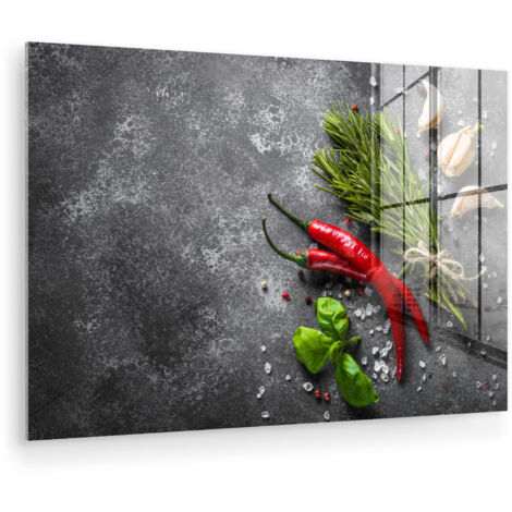CUADRO DE METACRILATO Pimienta - Hierbas - Especias - Hormigón Adornos Pared 90x60 (1/5)