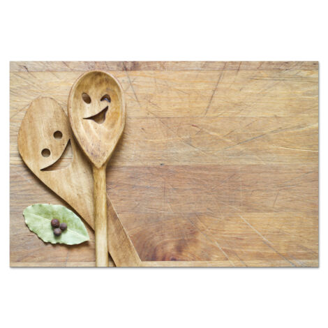 PANEL ANTISALPICADURAS COCINA Madera - Cucharas - Marrón - Smiley 60x40