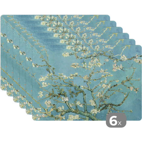 MANTELES INDIVIDUALES Van Gogh - Almendro en flor - Viejos maestros - Arte - Vintage Set de 6 Lavables 45x30