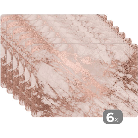 MANTELES INDIVIDUALES Mármol - Rosa - Lujo - Aspecto de mármol - Brillo - Diseño Set de 6 Para la mesa de la cocina 45x30
