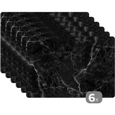 MANTELES INDIVIDUALES Mármol - Negro - Blanco - Textura - Aspecto de mármol Set de 6 Placemats 45x30