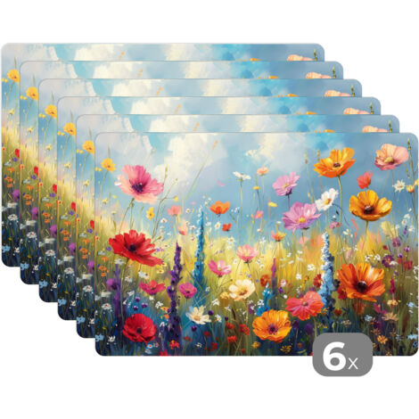 MANTELES INDIVIDUALES Flores - Naturaleza - Botánica - Arte Set de 6 Lavables 45x30