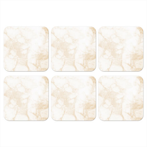 POSAVASOS Mármol - Blanco - Oro - Lujo Set de 6 10x10 (1/5)