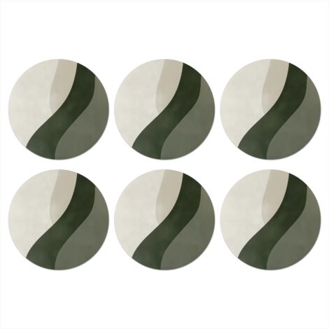 POSAVASOS Japandi - Verde - Abstracto - Moderno Set de 6 10x10 (1/5)