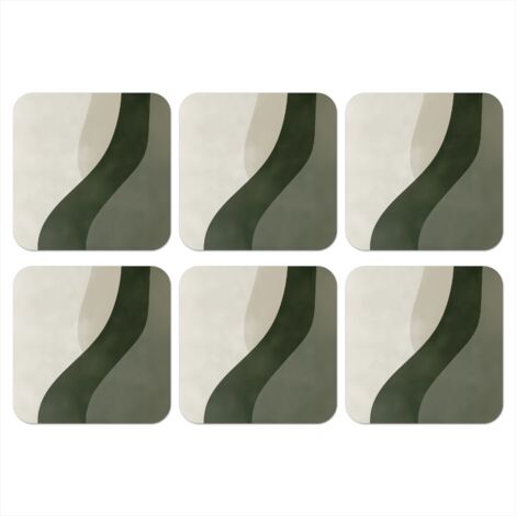 POSAVASOS Japandi - Verde - Abstracto - Moderno Set de 6 10x10 (1/5)