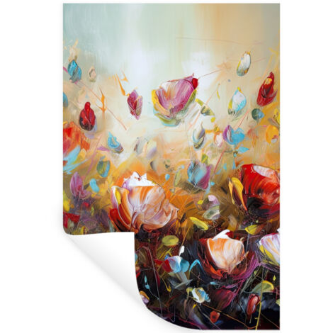 ADHESIVO DE PARED Flores - Arte - Naturaleza - Pintura al óleo 80x120