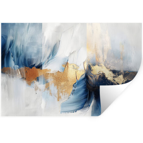 ADHESIVO DE PARED Oro - Azul - Acuarela - Arte - Moderno 120x80