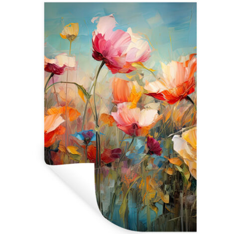 ADHESIVO DE PARED Flores - Acuarela - Arte - Botánica - Naturaleza 40x60