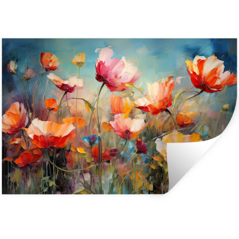ADHESIVO DE PARED Flores - Acuarela - Arte - Botánica - Naturaleza 60x40