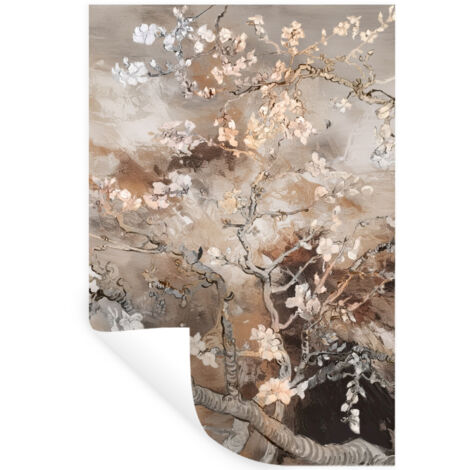 ADHESIVO DE PARED Almendro en flor - Arte - Van Gogh - Beige - Abstracto 80x120