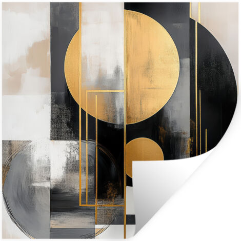 ADHESIVO DE PARED Abstracto - Oro - Plata - Formas - Estética - Moderno 50x50