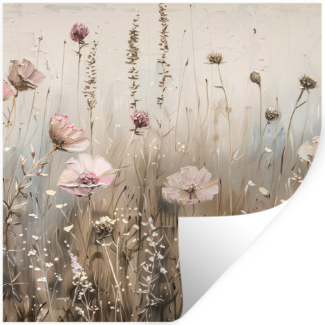 ADHESIVO DE PARED Flores - Rosa - Moderno - Beige 50x50