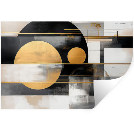 ADHESIVO DE PARED Abstracto - Oro - Plata - Formas - Estética - Moderno 120x80
