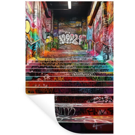 ADHESIVO DE PARED Escaleras - Graffiti - Colores - Arte 80x120