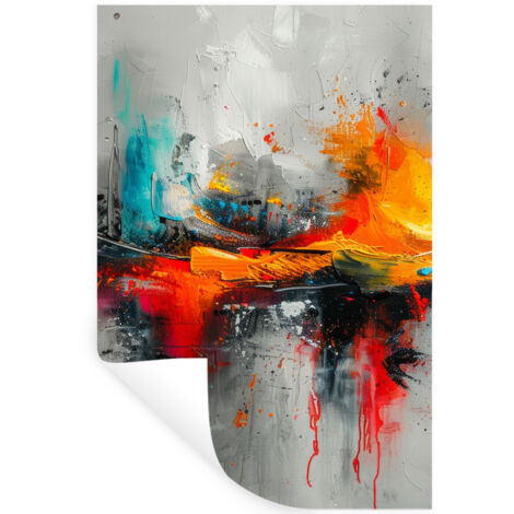 ADHESIVO DE PARED Arte moderno - Naranja - Gris - Abstracto 40x60