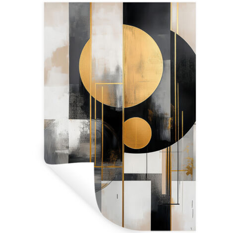 ADHESIVO DE PARED Abstracto - Oro - Plata - Formas - Estética - Moderno 80x120