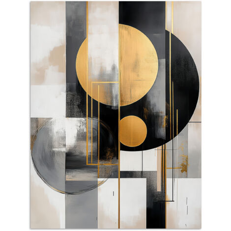 PÓSTER Abstracto - Oro - Plata - Formas - Estética - Moderno Adornos Pared 60x80