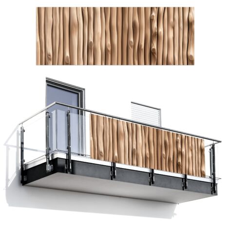 PANTALLA DE PRIVACIDAD PARA BALCÓN Madera - Vástago - Marrón claro 300x110
