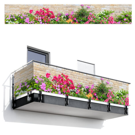PANTALLA DE PRIVACIDAD PARA BALCÓN Flores - Plantas - Hojas - Piedras 500x80