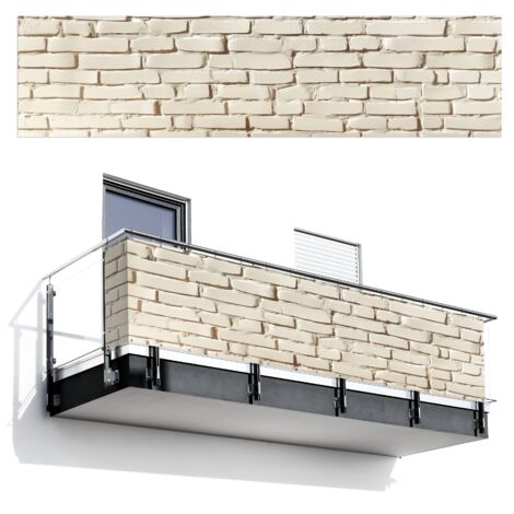 PANTALLA DE PRIVACIDAD PARA BALCÓN Ladrillos - Pared - Luz - Blanco 500x130