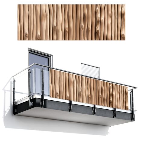 PANTALLA DE PRIVACIDAD PARA BALCÓN Madera - Vástago - Marrón claro 300x100