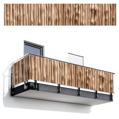 PANTALLA DE PRIVACIDAD PARA BALCÓN Madera - Vástago - Marrón claro 500x100
