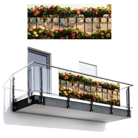 PANTALLA DE PRIVACIDAD PARA BALCÓN Flores - Cerca - Paisaje urbano - Verano 300x130