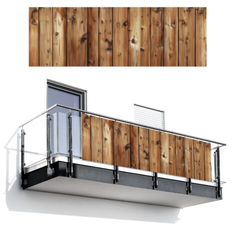 PANTALLA DE PRIVACIDAD PARA BALCÓN Madera - Estantes - Marrón 300x100
