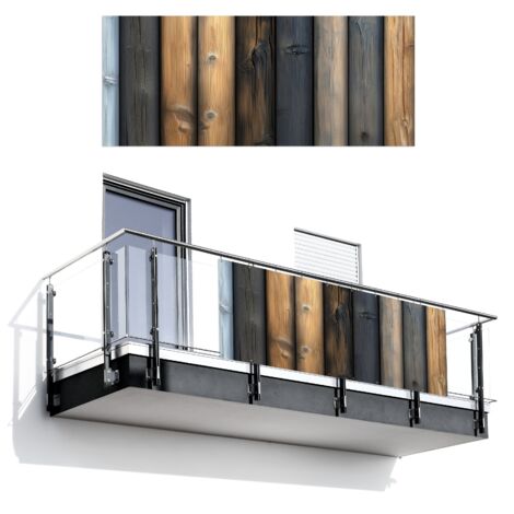 PANTALLA DE PRIVACIDAD PARA BALCÓN Madera - Tablones - Mixto 300x130