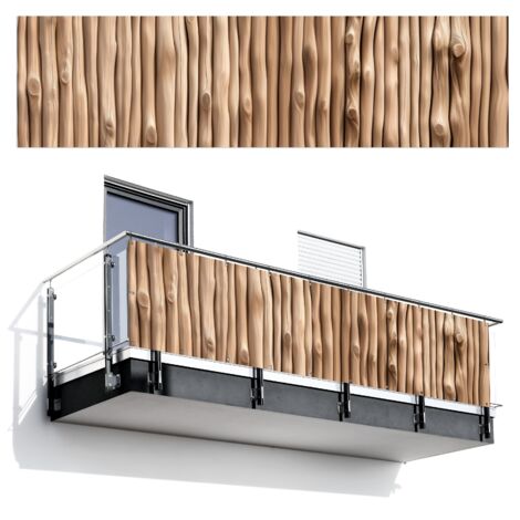 PANTALLA DE PRIVACIDAD PARA BALCÓN Madera - Vástago - Marrón claro 300x80
