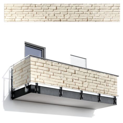 PANTALLA DE PRIVACIDAD PARA BALCÓN Ladrillos - Pared - Luz - Blanco 500x80