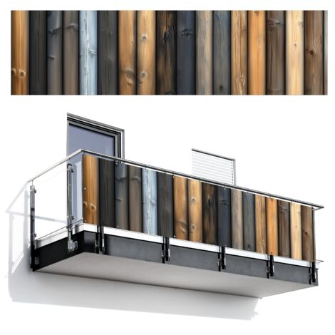 PANTALLA DE PRIVACIDAD PARA BALCÓN Madera - Tablones - Mixto 300x80