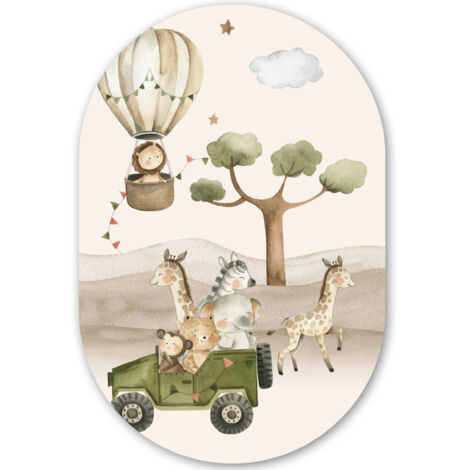 EL CUADRO Animales salvajes - Safari - Acuarela - Globo aerostático Cuadros Decorativos 60x90