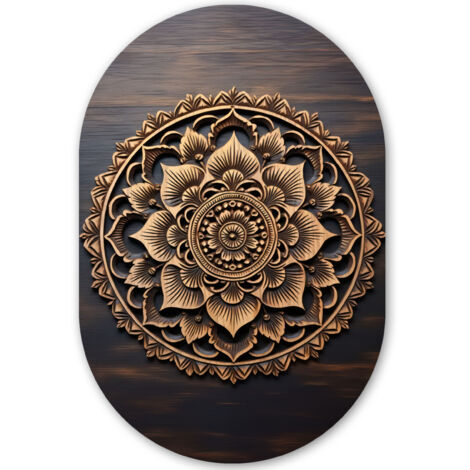 EL CUADRO Mandala - Madera - Flores - Marrón Adornos Pared 40x60