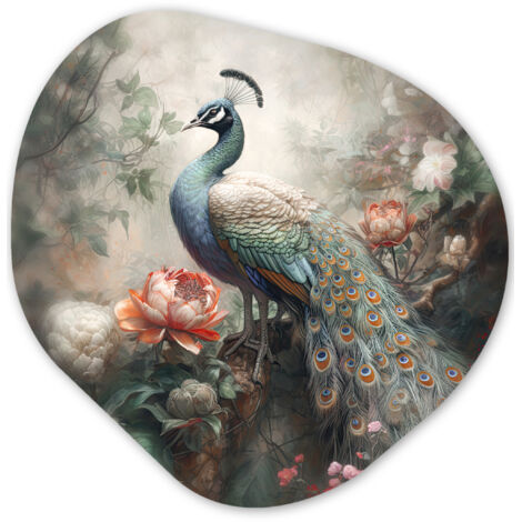 EL CUADRO Pavo real - Plumas de pavo real - Pájaro - Selva - Flores Cuadros Decoracion Salon Modernos 40x40 (1/4)