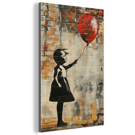 CUADRO DE METAL Graffiti - Banksy - Chica - Arte callejero Decoracion Pared Salon 40x60