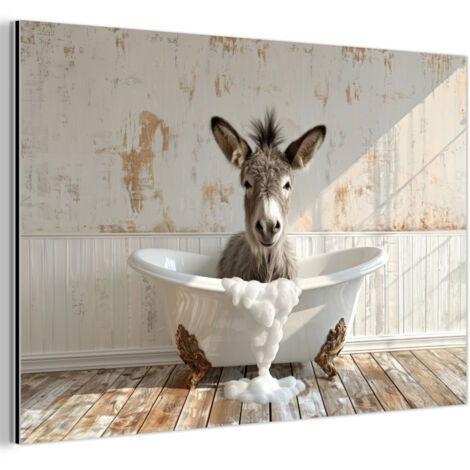 CUADRO DE METAL Burro - Animales - Bañera - Espuma Cuadros Grande 120x80
