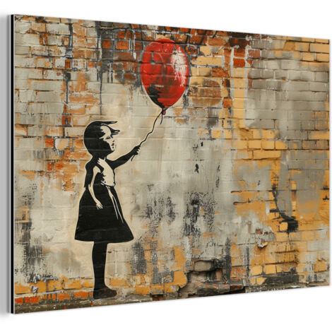 CUADRO DE METAL Graffiti - Banksy - Chica - Arte callejero Adornos Pared 60x40
