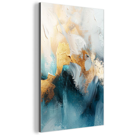 CUADRO DE METAL Abstracto - Arte - Oro - Azul Decoracion Pared Salon 40x60