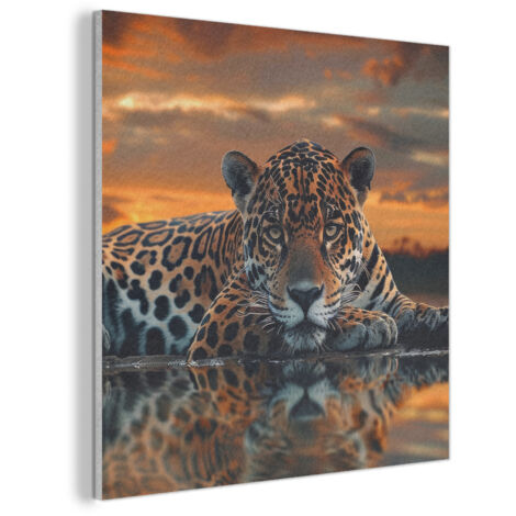 CUADRO ACÚSTICO Naturaleza - Leopardo - Animal - Atardecer - Moderno Cuadros Decoracion Salon Modernos 90x90