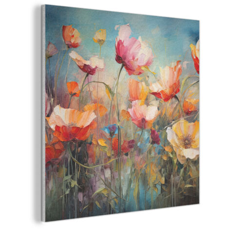 CUADRO ACÚSTICO Flores - Acuarela - Arte - Botánica - Naturaleza Cuadros Decoracion Salon Modernos 90x90