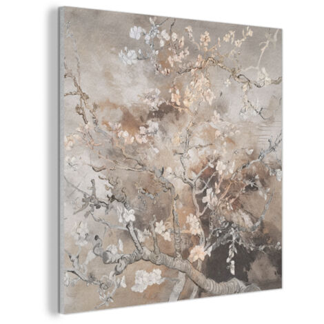 CUADRO ACÚSTICO Almendro en flor - Arte - Van Gogh - Beige - Abstracto Cuadros Decoracion Salon Modernos 90x90