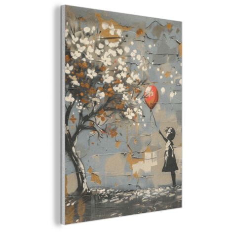 CUADRO ACÚSTICO Árbol - Graffiti - Estilo Banksy - Chica Globo Decoración de Pared 60x80 (1/5)