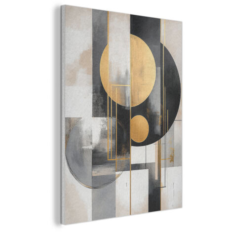 CUADRO ACÚSTICO Abstracto - Oro - Plata - Formas - Estética - Moderno Decoración de Pared 60x80 (1/5)