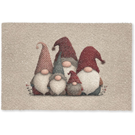 FELPUDO Gnomos - Navidad - Nieve - Sombreros puntiagudos 60x40 cm (1/5)
