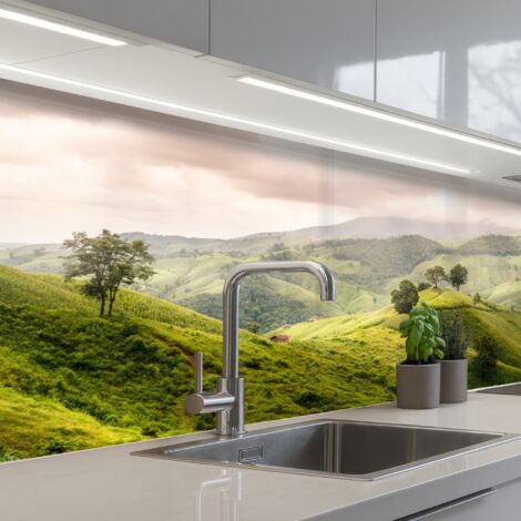 SALPICADEROS DE COCINA Paisaje - Colinas - Verde 150x60