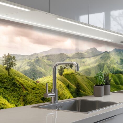 SALPICADEROS DE COCINA Paisaje - Colinas - Verde 250x60