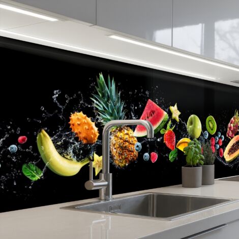 SALPICADEROS DE COCINA Splash - Fruta - Negro 300x80